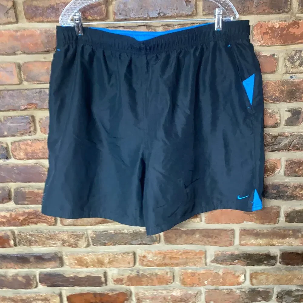 Nike Black Blue Swim Trunks Bathing Suit Shorts Bottoms Men's Size XXL
